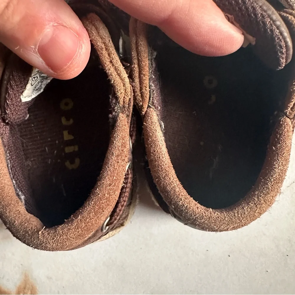 Circo Brown Leather Toddler Kids Moccasins Loafers with Velcro Closure
